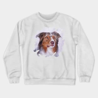 Australian Shepherd - Aussie Watercolor Digital Art Crewneck Sweatshirt